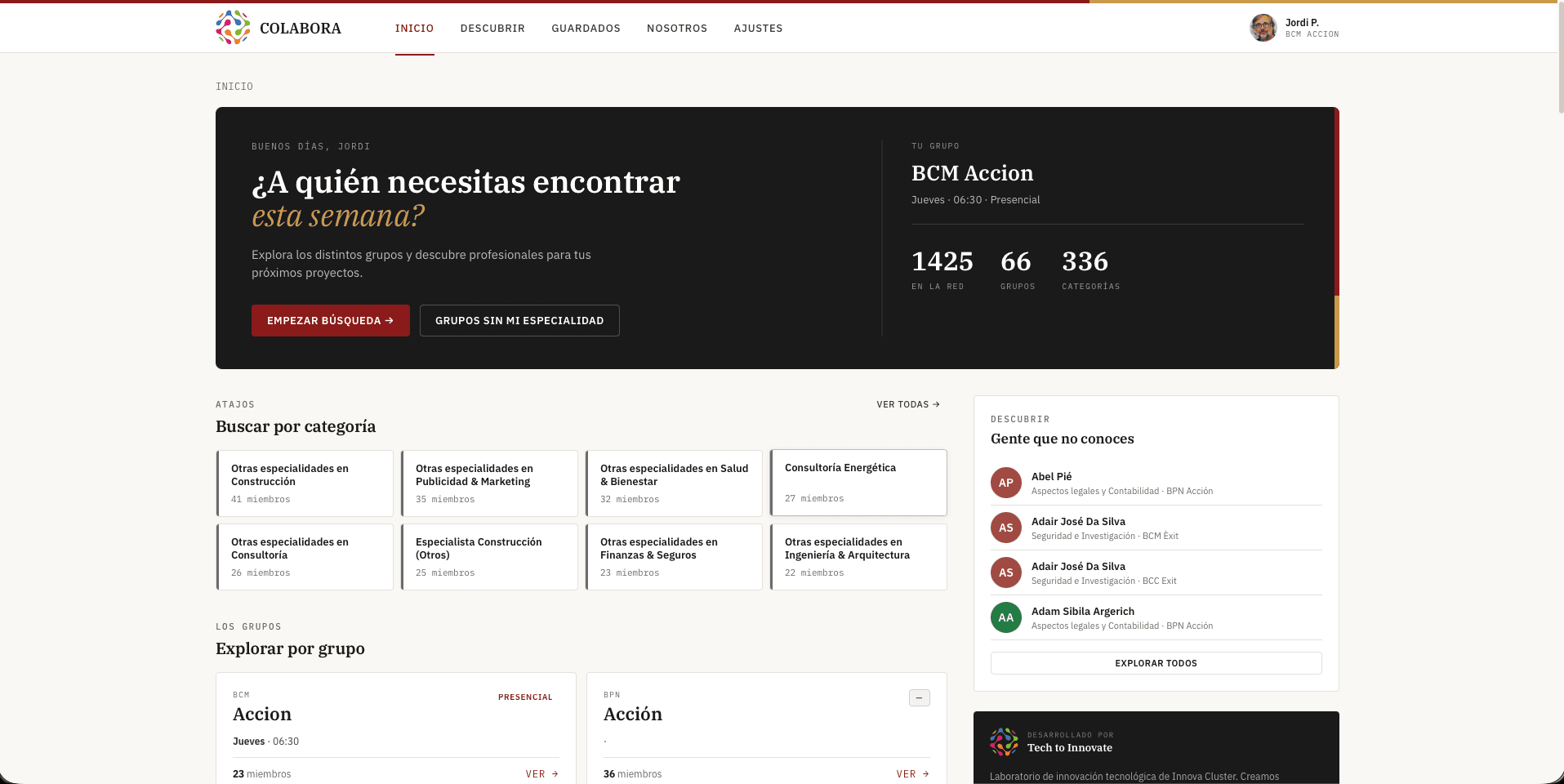 Dashboard de Colabora amb estadístiques globals